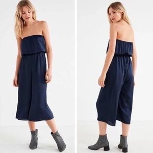Satin Tube Culotte Jumpsuit in Navy